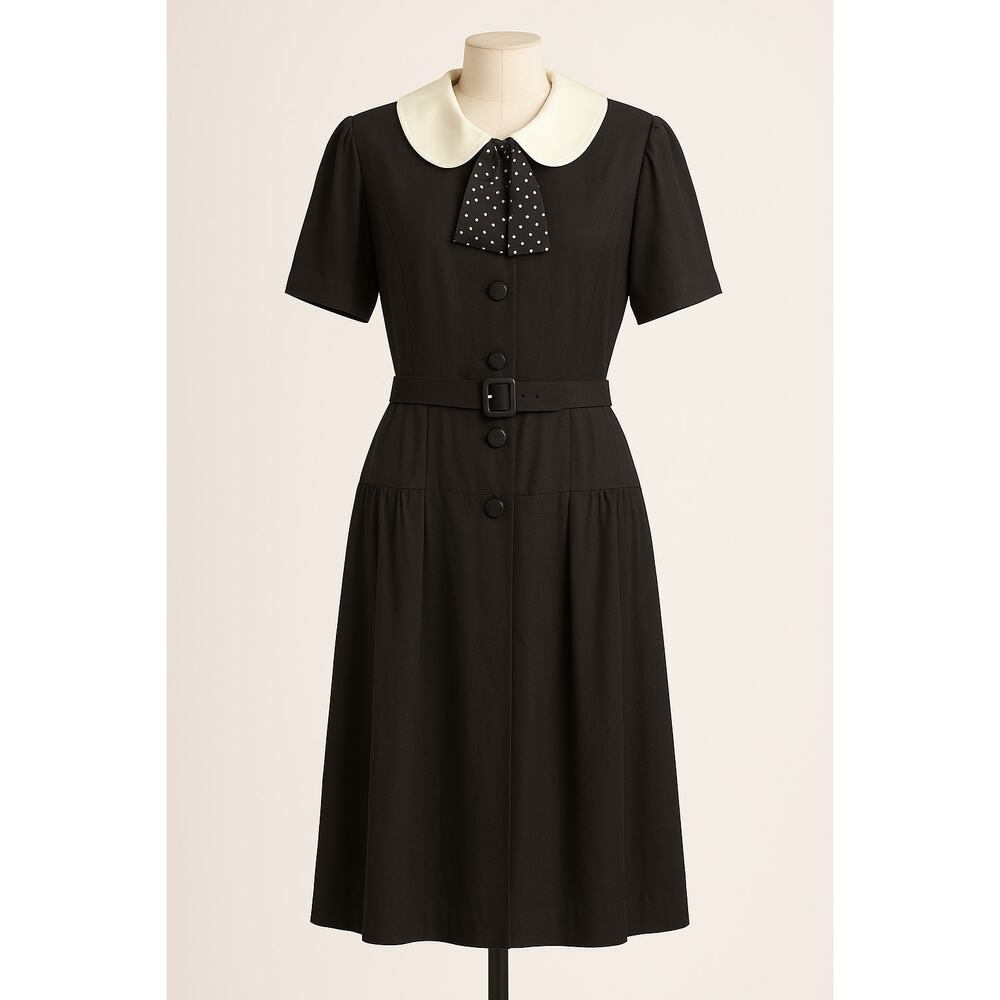 Vintage NWT Daniel Barrett for Neiman Marcus Black Peter Pan Collar Dress Sz 14